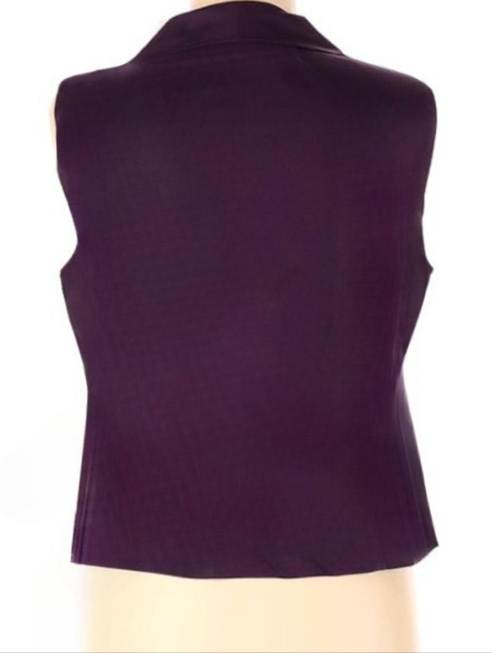 Silk Purple Wrap Blouse Waist Tie Eggplant Blackberry Kate Hill Sleeveless Top M - Picture 2 of 5